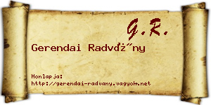 Gerendai Radvány névjegykártya